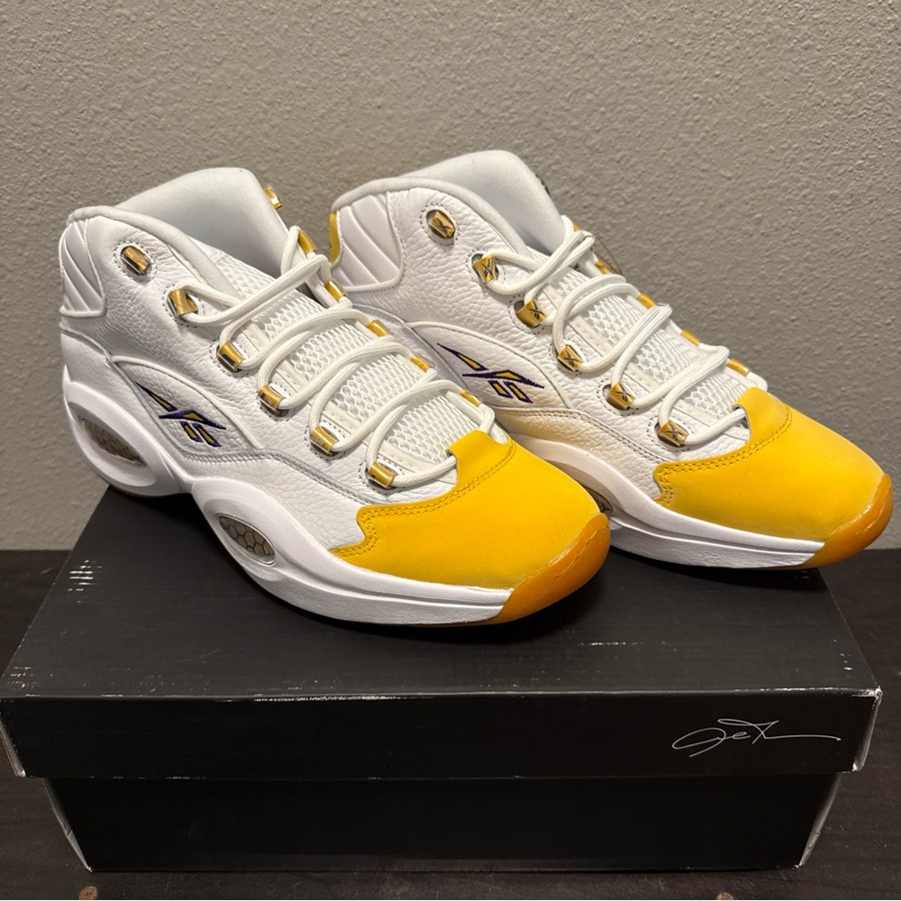 New Reebok Question Allen Iverson Mid Yellow Toe Verified Authentic Size 12